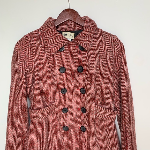 Anthro Needle & Thread Herringbone Tweed Pea Coat - Picture 6 of 7